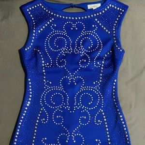 Speckless blue and silver studded sequin bodycon dress